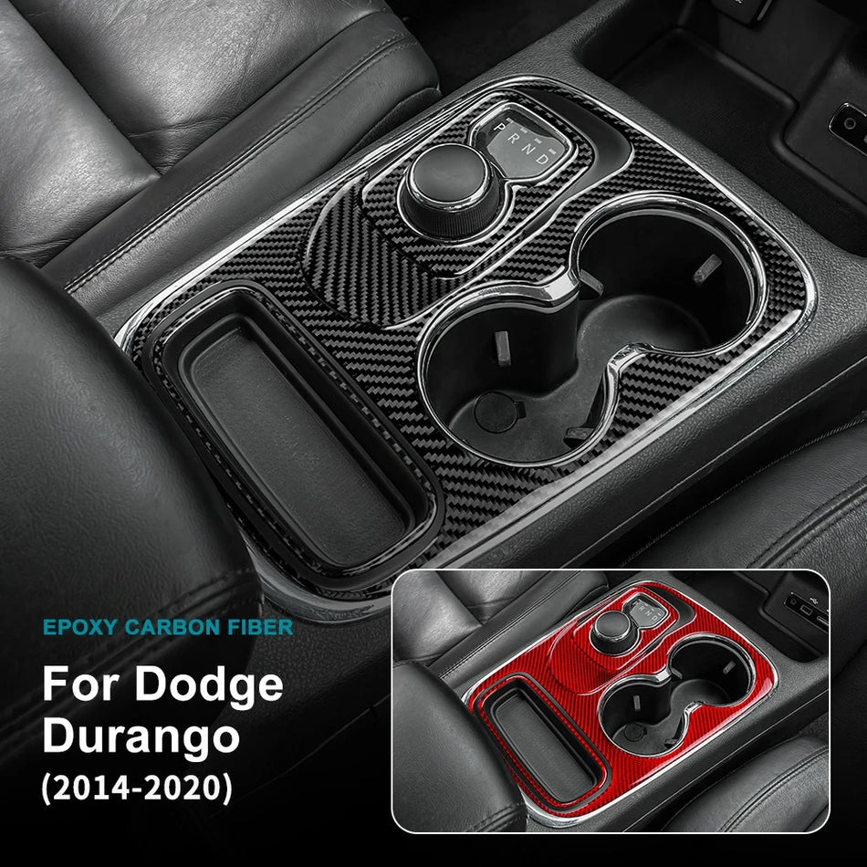 Zachte carbonfiberafdekking voor versnellingspookpaneel voor Dodge Durango 2014-2020