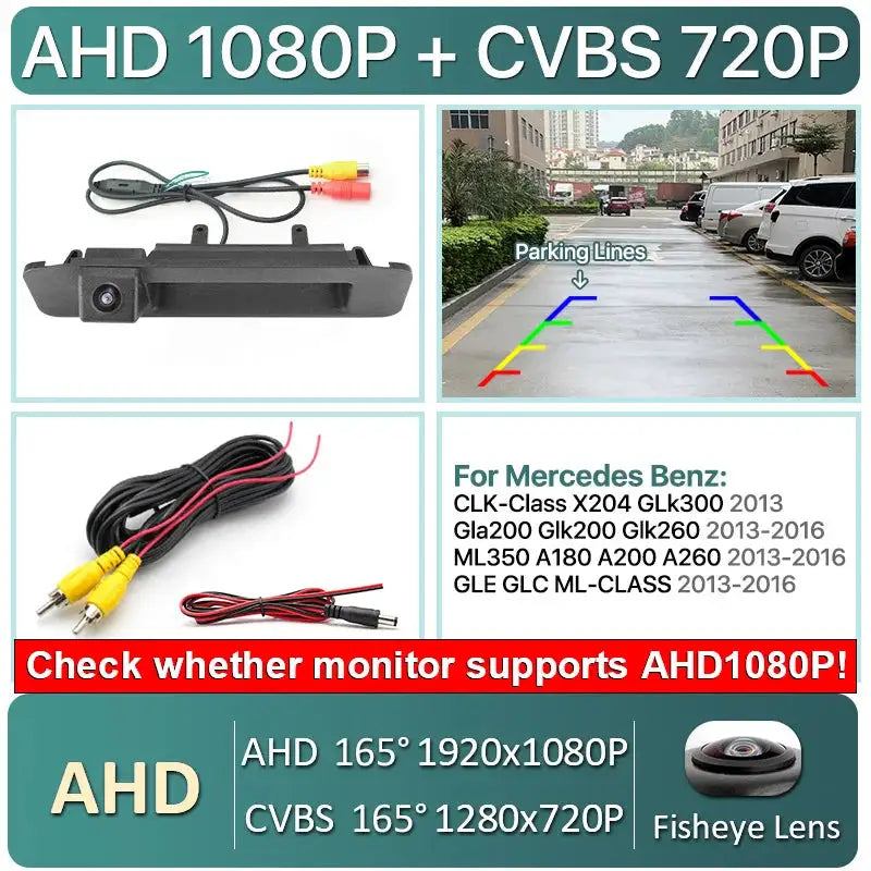 AHD 1080P Dynamic Trajectory Car Rear View Trunk Handle Camera For Mercedes Benz CLK-X204 GLK GLA GLC GLE ML 2013-2016 by InterCyprus Trading Ltd