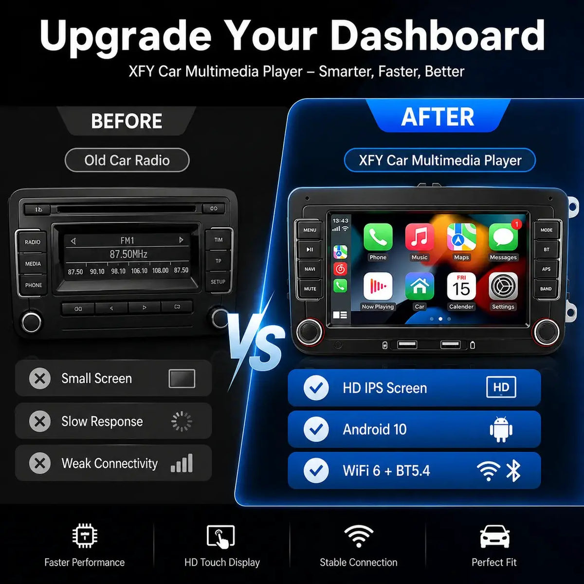 Android Car Radio With GPS WiFi CarPlay For Volkswagen Golf 5 6 Passat B6 B7 by InterCyprus Trading Ltd
