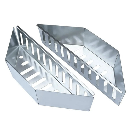Premium Stainless Steel BBQ Charcoal Grill Basket Holders - Set of 2 silvery