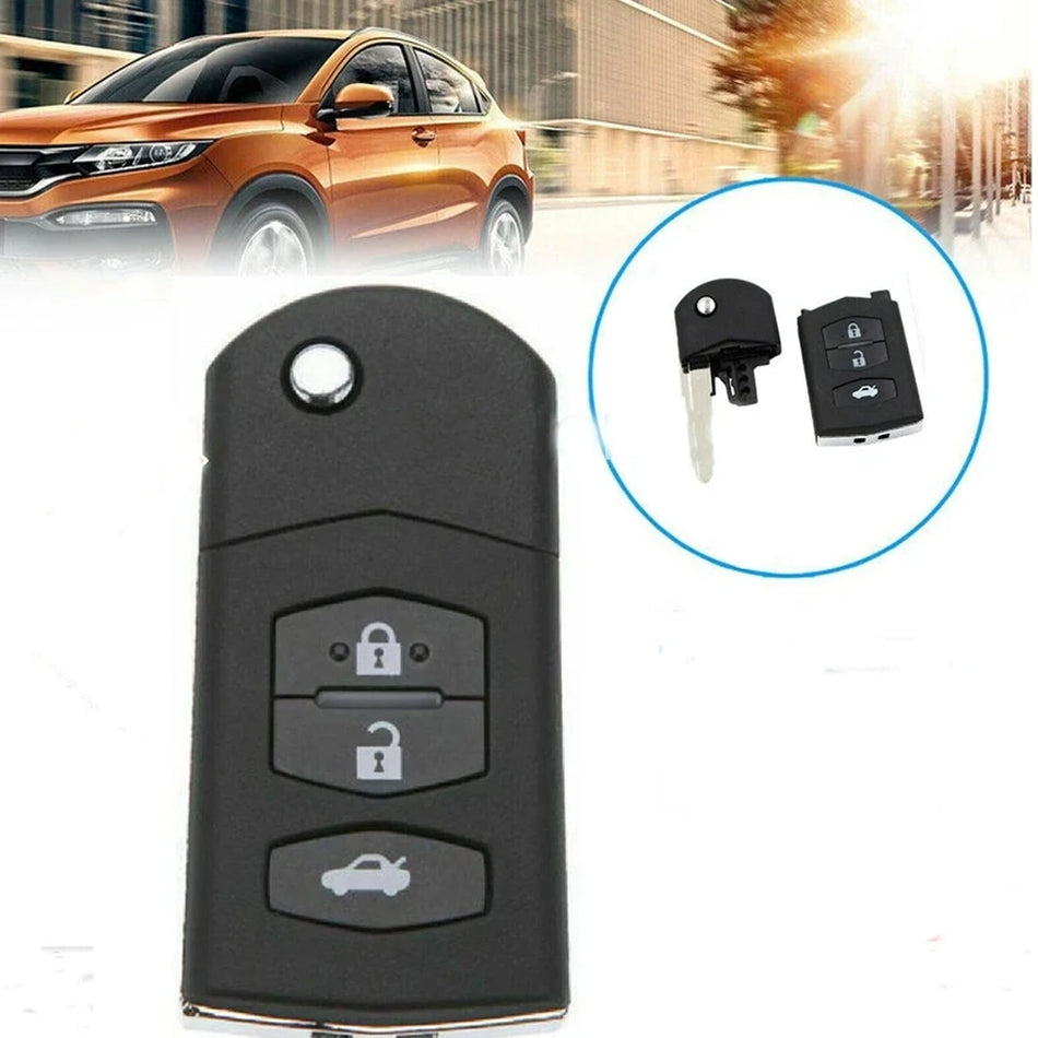 Key Case for Mazda 2 3 5 6 RX-8 MX-5 Flip with 3 Buttons Blade ABS Plastic Durable Build