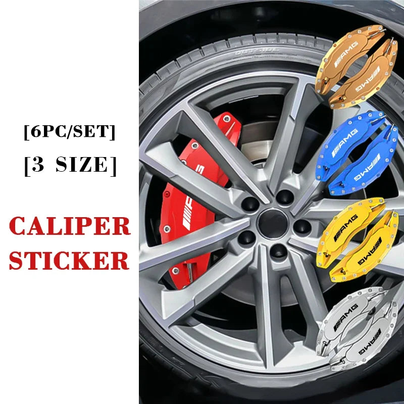 6PCS AMG Brake Caliper Stickers for Mercedes Benz W204 W124 W201 W202 - Car Styling Emblems