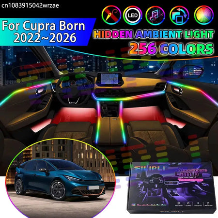 For Cupra Born 2022~2026 2023 2024 2025 RGB Car Interior Ambient Lights Strips Breathing Lighting Kit App Control LED strips by InterCyprus Trading Ltd