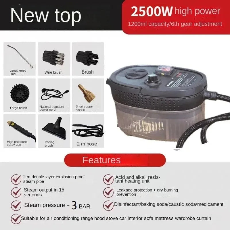 High-Pressure Handheld Steam Cleaner - 2500W 220V EU for Home &amp; Car
