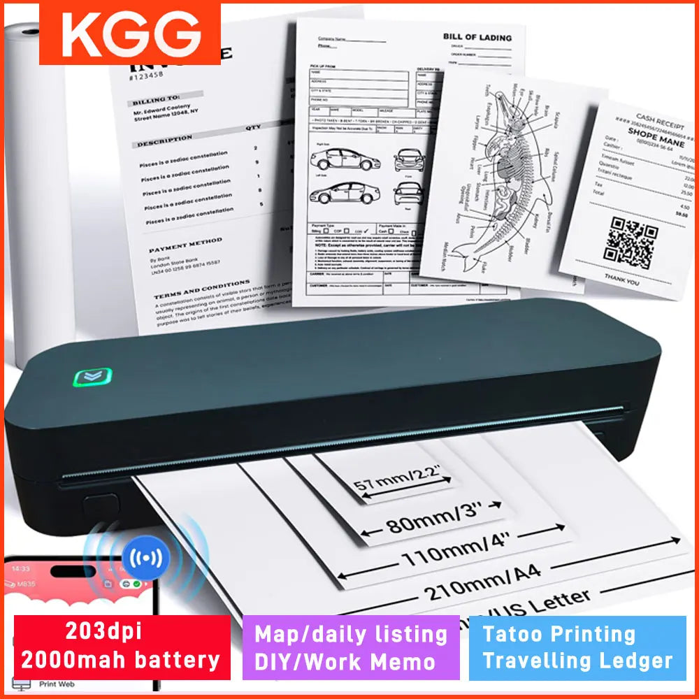 A4 Thermal Printer 203DPI &ndash; Inkless Bluetooth Printing