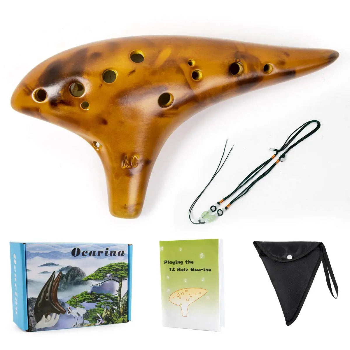 Ocarina12 Tones Alto C Ceramic Ocarina &ndash; With Song Book Yello