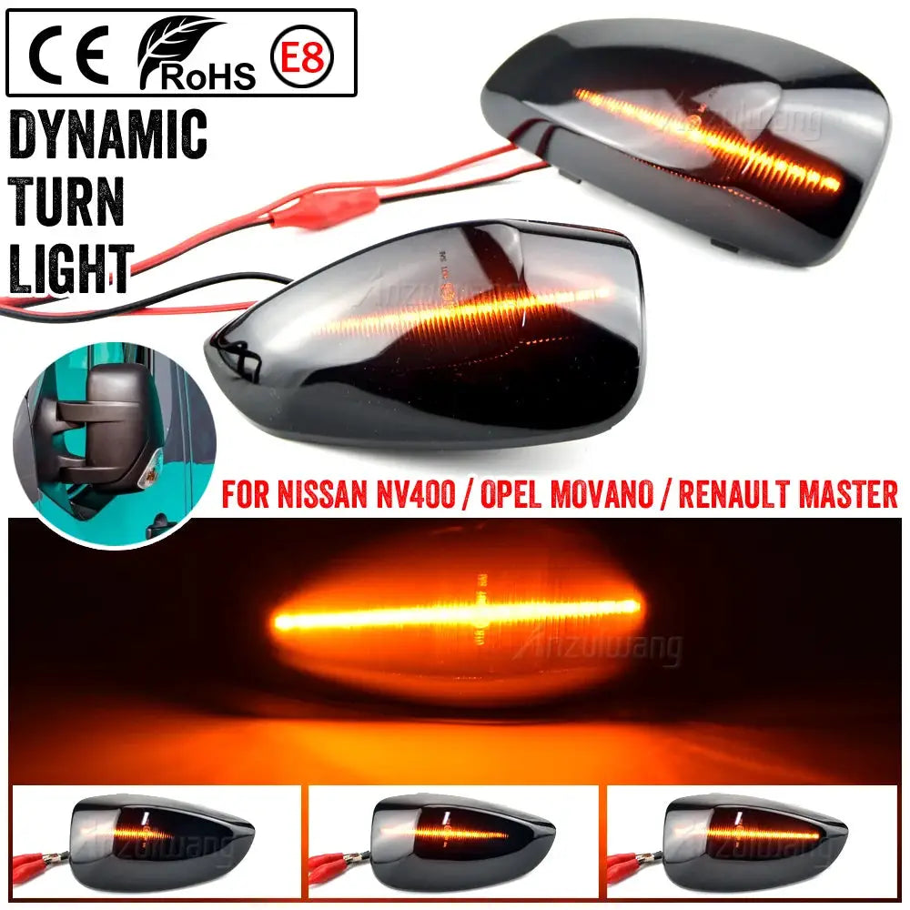 Dynamic LED Side Mirror Turn Signal Lamp for Renault Master III MK3 EV FV HV JV UV 2010-2023 by InterCyprus Trading Ltd