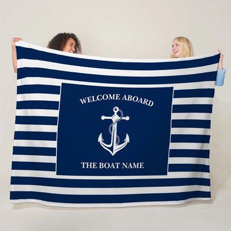 Custom Boat Name Blanket - Personalized Nautical Decor Gift
