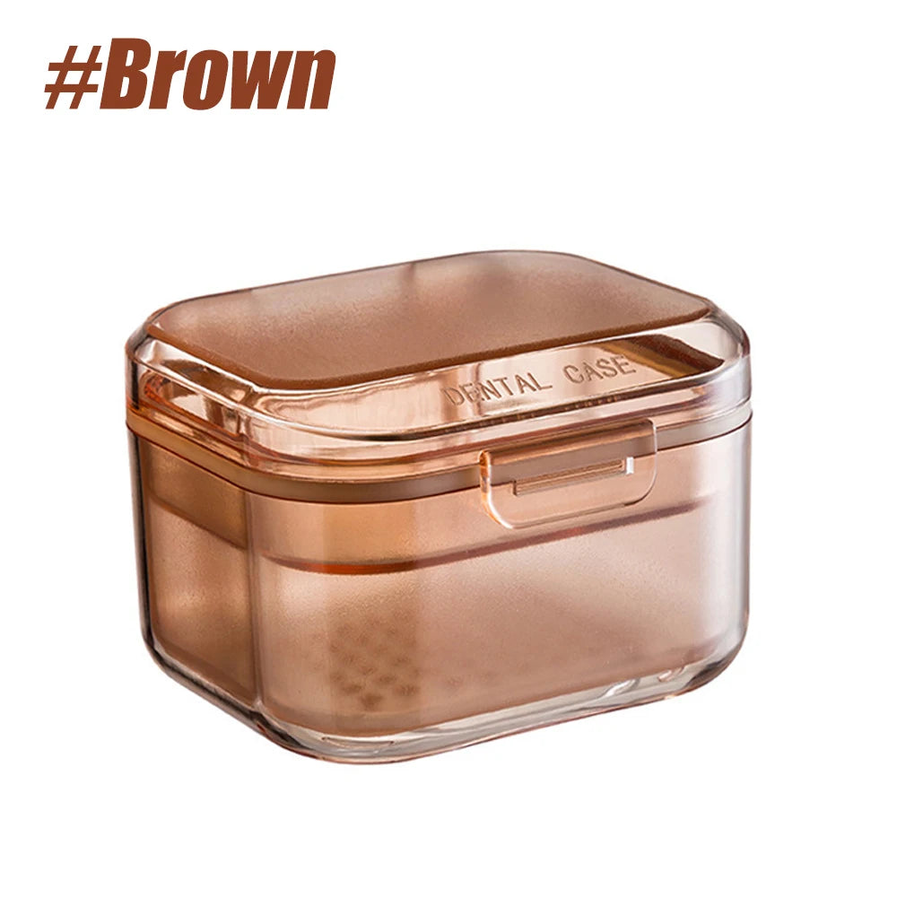 YQQGD Retainer Cleaner Case &ndash; Dishwasher Safe Design Brown