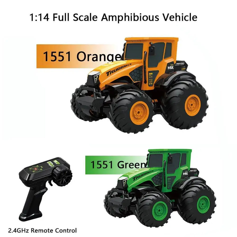 1551 1:14 Full Scale Amphibious RC Vehicle With 2.4G Remote Control Off Road Climb Capability 40 Minute Run Time