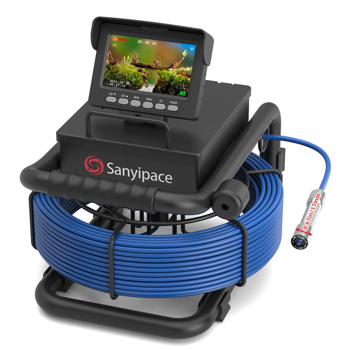 Sanyipace S8417D Sewer Pipe Camera &ndash; DVR 16GB Recording 20M / 17mm / spain