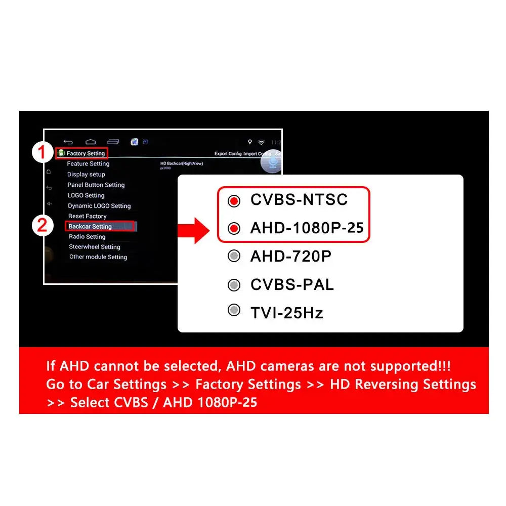 2-in-1 AHD 1080P CVBS Car Reverse Camera 180 Degree Fisheye Waterproof Backup Camera Front Rear View Switchable Parking Camera by InterCyprus Trading Ltd