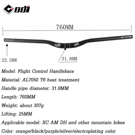 ODI MTB Bicycle Handlebar 7050 ALuminum Alloy Plating CNC MTB Handlebar 31.8*760mm Mountain Bike Handle Bar Bicycle Part by InterCyprus Trading Ltd