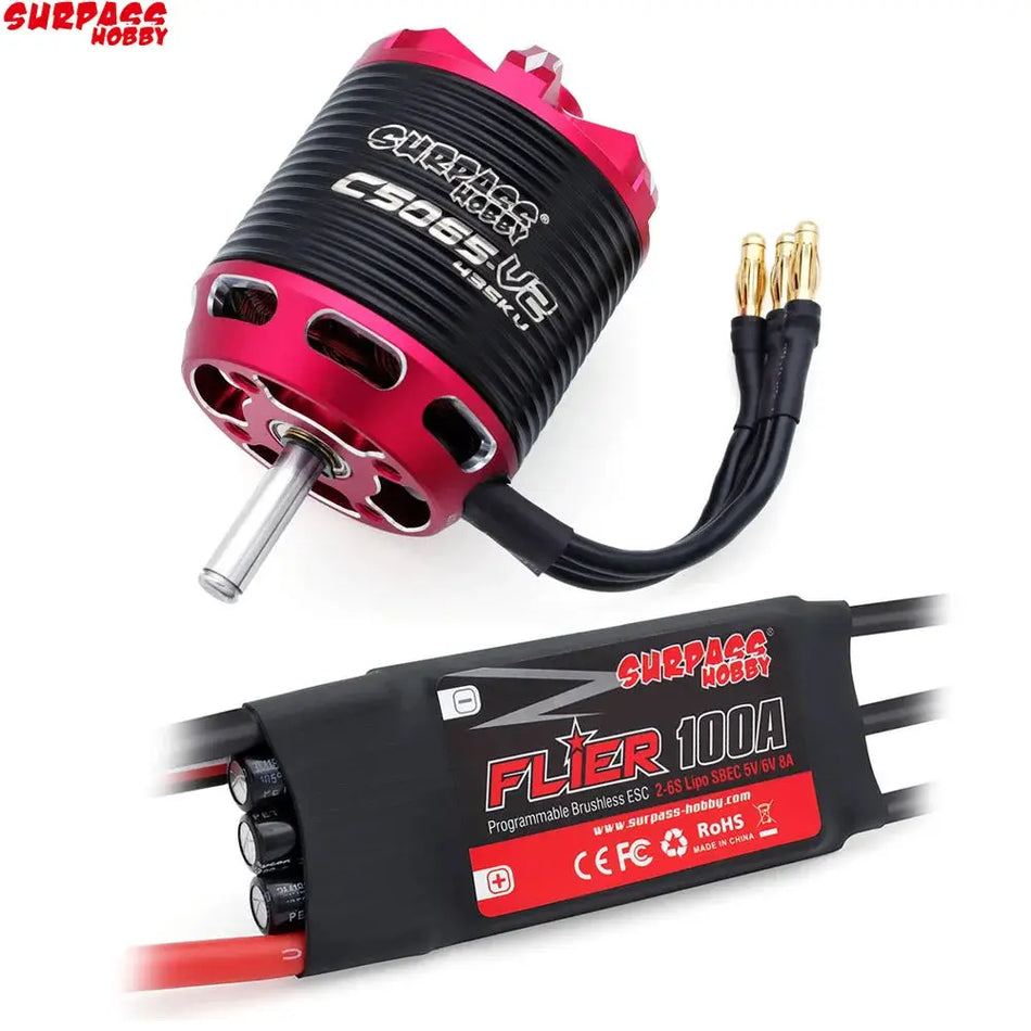 Surpass Hobby C5045 C5055 C5065 V2 Brushless Outrunner Motor 2-6S W/ 60A 80A 100A Brushless ESC For RC Aircraft Plane Multicopte by InterCyprus Trading Ltd