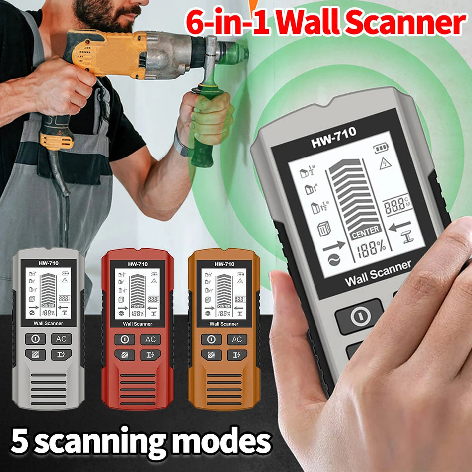 6in1 Portable Stud Finder Wall Scanner For Drywall Projects