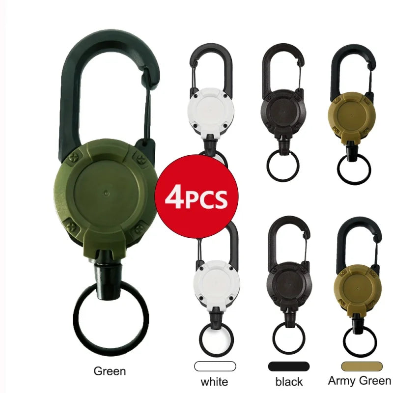 Outdoor Retractable Keychain with Heavy Duty Carabiner &ndash; 2/4/8pcs Badge Holder Reel