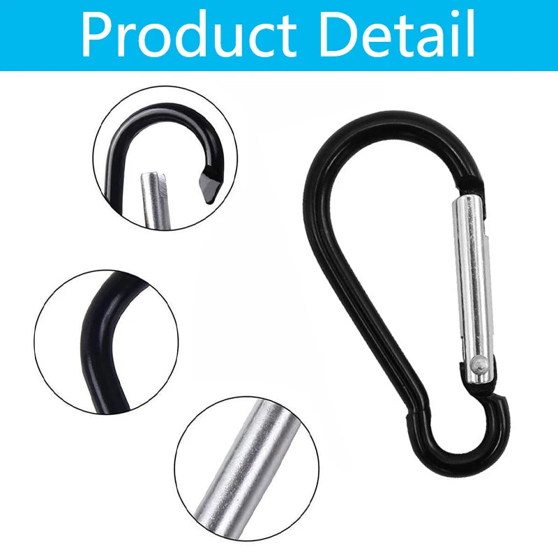 Aluminum Alloy Gourd Shaped Model 5 Outdoor Safety Spring Hook Carabiner with LED Light for Climbing Water Bottle Backpack