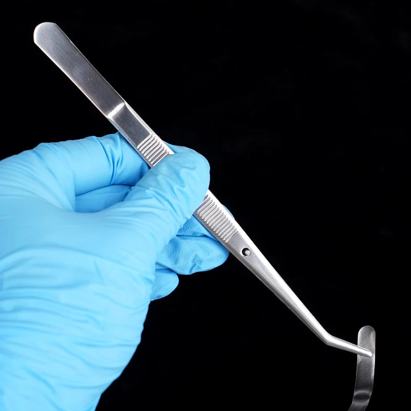 3Pcs Dental Tweezers Steel Serrated Curved &ndash; Easy Grip