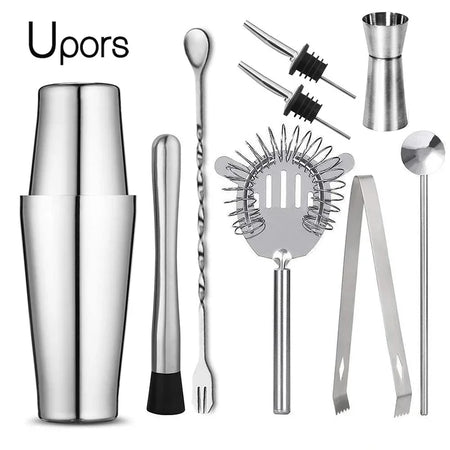UPORS Professional Stainless Steel Boston Shaker Set for Cocktail Mixing