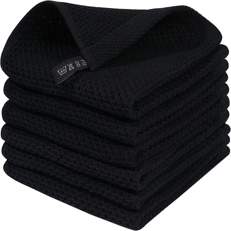 Pure Cotton Rag Towel Set &ndash; Soft Absorbent Quick-Drying Design Black / 2Pcs