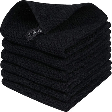 Pure Cotton Rag Towel Set &ndash; Soft Absorbent Quick-Drying Design Black / 2Pcs