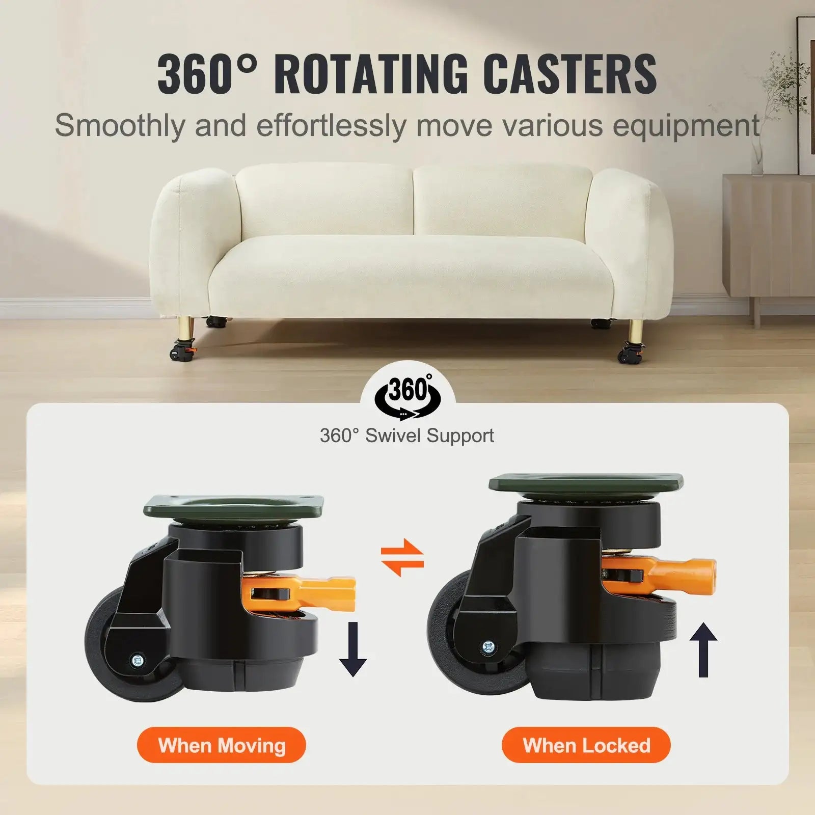 4 Pcs Leveling Casters &ndash; Adjustable Feet System