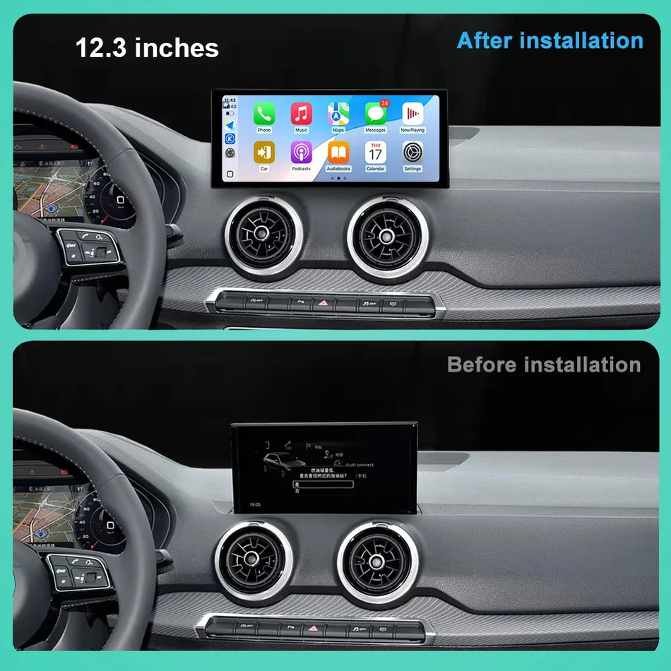 Radio samochodowe z ekranem dotykowym 9 cali Android 14 z bezprzewodowym Carplay do Audi Q2L 2018-2024