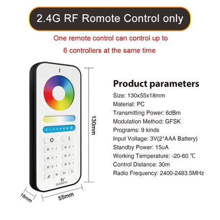 TUYA Zigbee 3.0 Smart LED Controller 6 Zone Remote