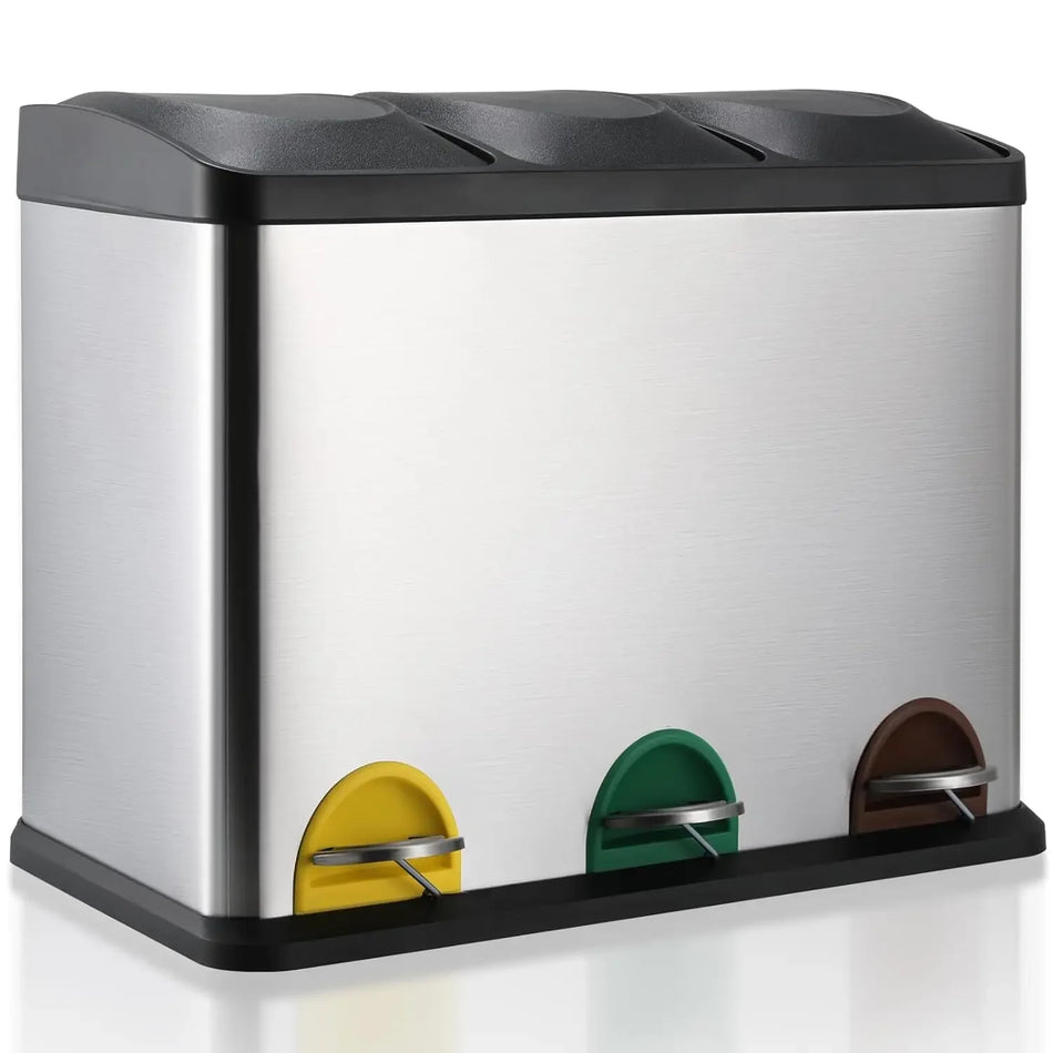 Coș de gunoi cu pedala din oțel inoxidabil rectangular 15L 45L capac care rămâne deschis