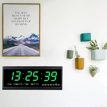 Aluminum Alloy Glass Wall Clock &ndash; Multi-Function LED Display GERMANY