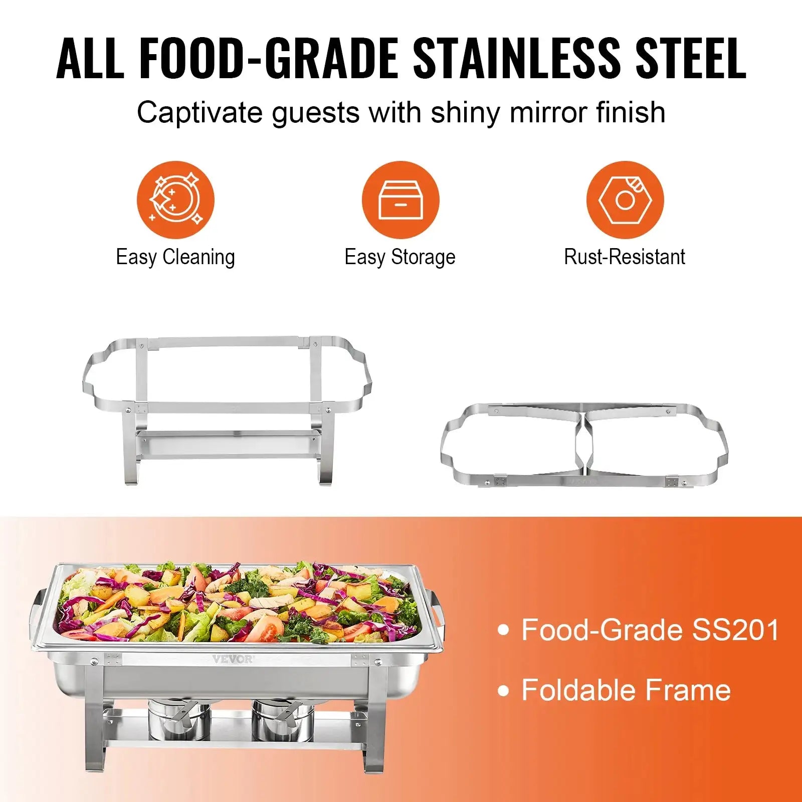 8 Qt Rectangle Chafing Dish Stainless Steel Buffet