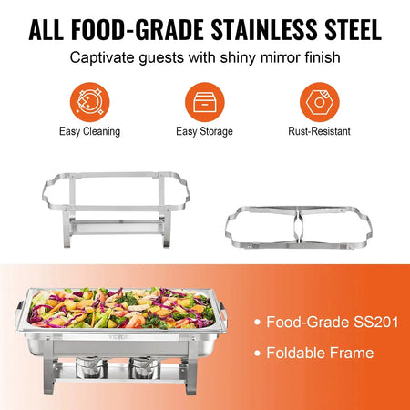 8 Qt Rectangle Chafing Dish Stainless Steel Buffet