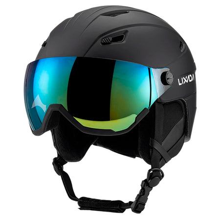 TOMSHOO Integrated Ski Helmet &ndash; Removable Visor Goggles Black / L