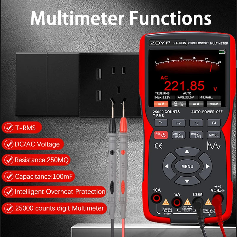 ZOYI ZT-703S 3-In-1 Oscilloscope Multimeter &ndash; 3.5 Display