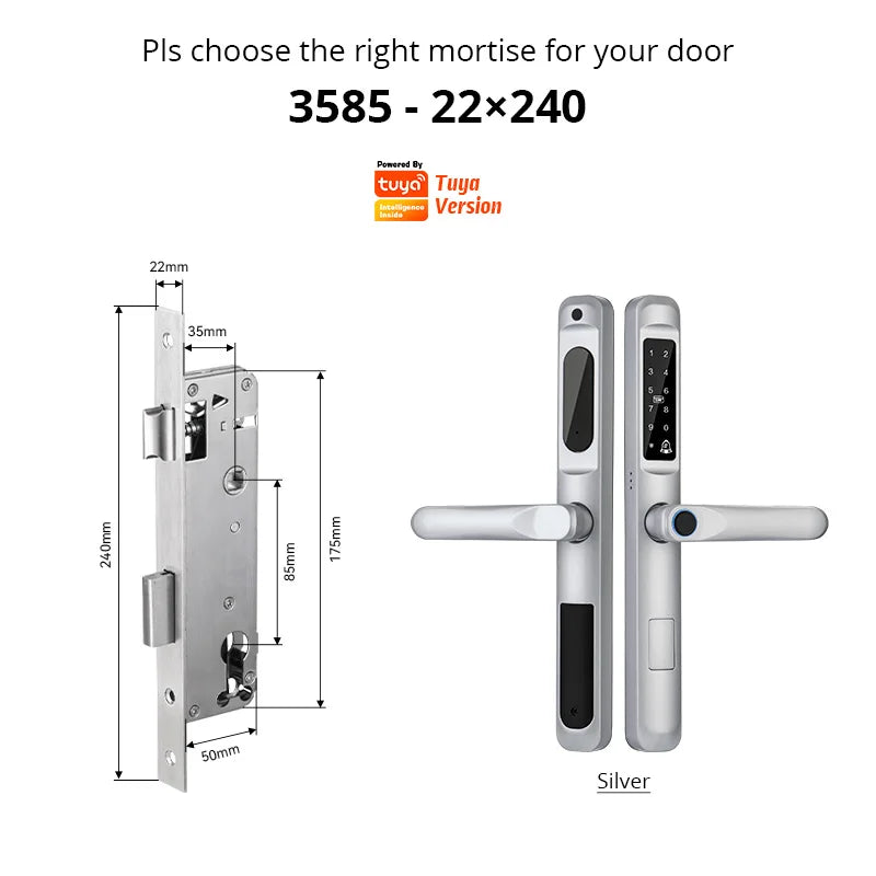 Tuya WiFi Waterproof Biometric Smart Door Lock with Fingerprint and App Control