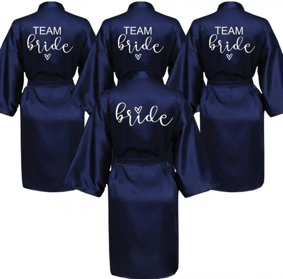 Elegant Team Bride Satin Robe for Weddings