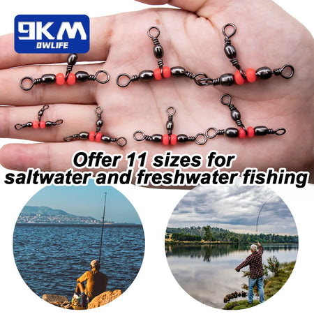 Premium 3 Way Barrel Swivels - 25~100 Pcs Fishing Line Connectors