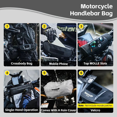 Rhinowalk Motorcycle Handlebar Bag Waterproof 2L Universal Front Storage Case With RaincoverFor BMW1250ADV KTM890 CF450 Kawasaki by InterCyprus Trading Ltd