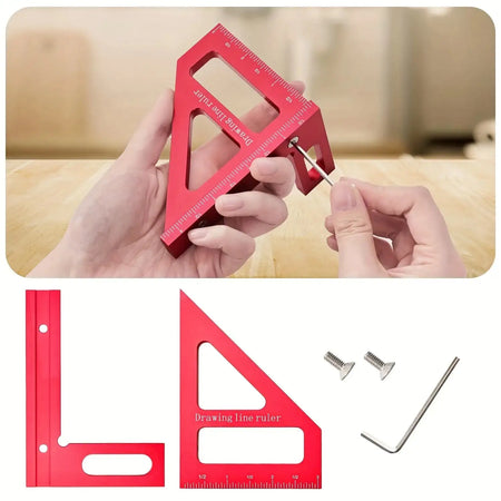 Aluminum Carpenter Square Protractor 3D Ruler 45 90