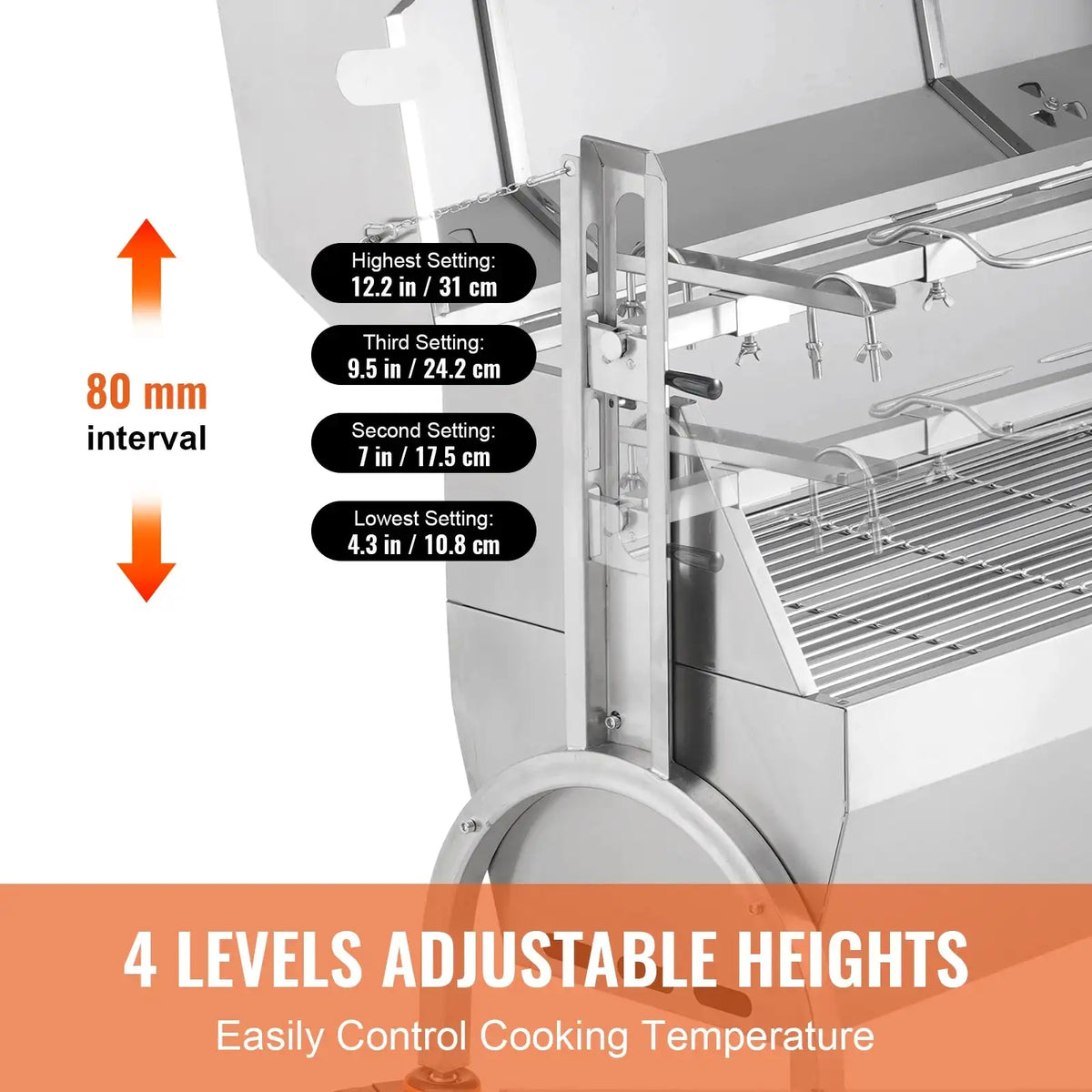 Rotisserie Grill With Hooded Cover Stainless Steel