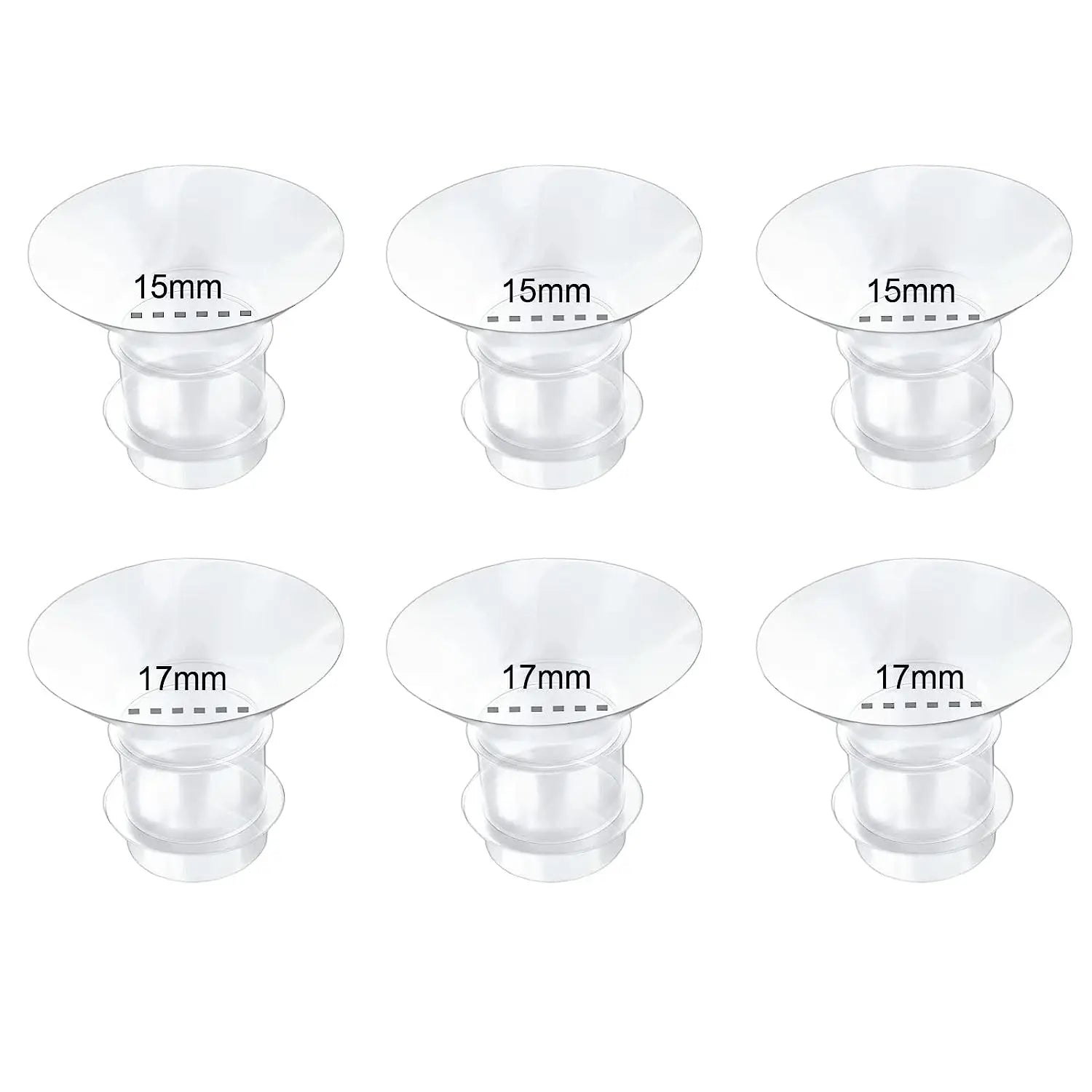5 Size Breast Milk Pump Flange Inserts - Compatible &amp; Comfortable 15-17
