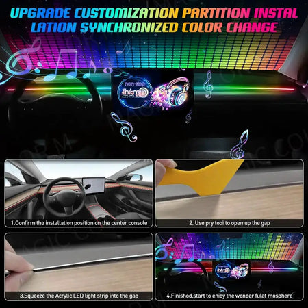 Vegetting 140cm Car Ambient Lights LED Interior RGB Symphony Atmosphere Lamp USB APP Control Remote for Tesla Model 3 Y S X by InterCyprus Trading Ltd