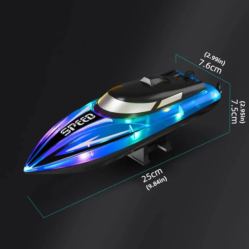 RC Boat With Colorful LED Light - Waterproof Racing