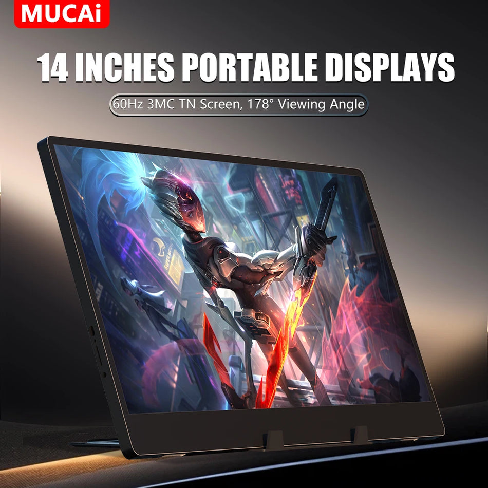 MUCAI N140-S36 14" Portable Monitor with 60Hz TN Panel and Built-in Speakers