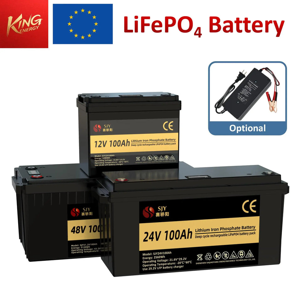 LiFePO4 baterijski paket 12V 100Ah za kampere, čamce i kombije s solarnim skladištem te opcijama 24V i 51.2V