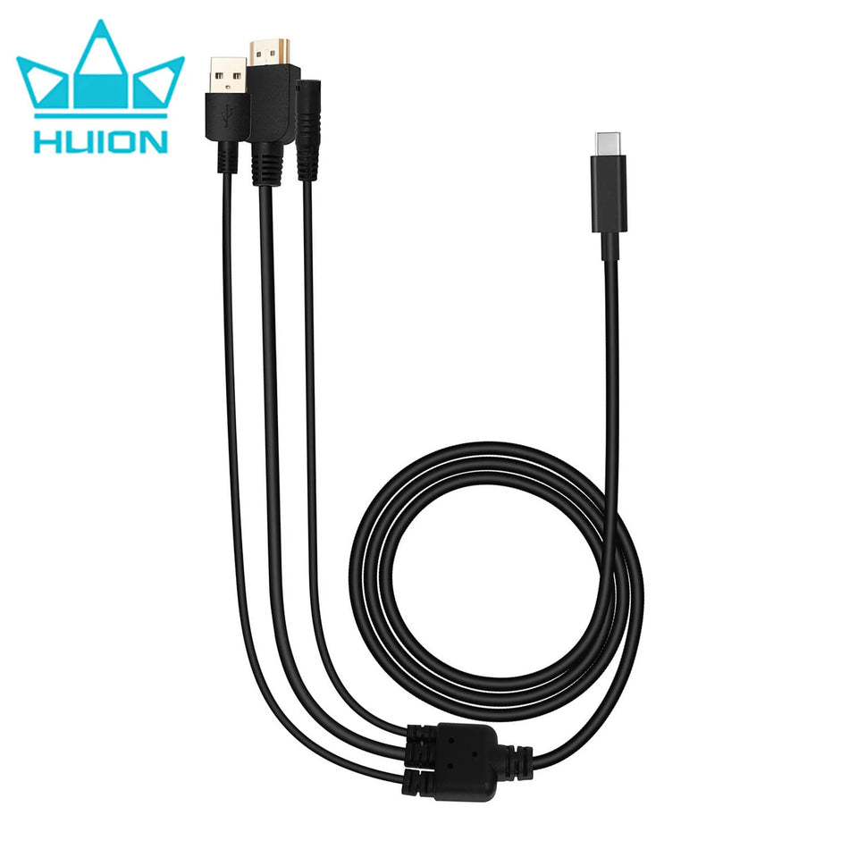 Huion 3-i-1-kabel för Kamvas 22 och Kamvas 22 Plus USB-C-ström