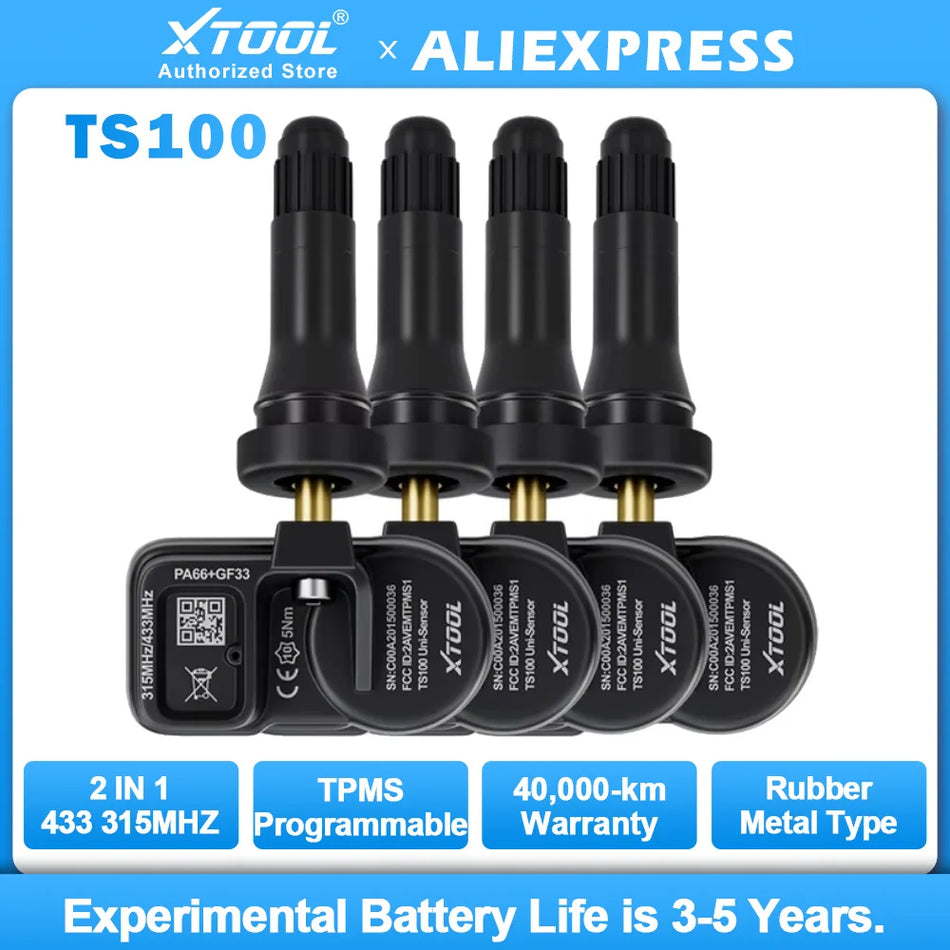 4er Pack XTOOL TS100PRO TPMS-Sensoren, Universal 315/433MHz, programmierbar