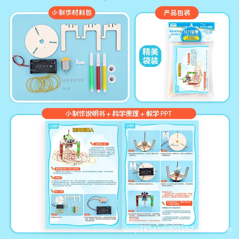 Kits DIY de Robô de Grafiti STEM para Crianças Brinquedo Educativo de Ciência