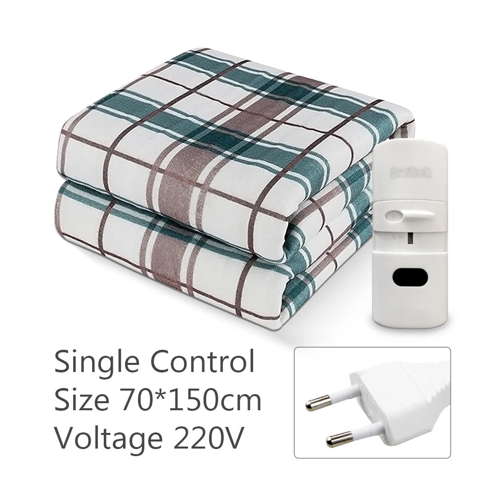 Electric Blanket 220V Thicken Thermostat &ndash; Cozy Warmth Green 70X150CM