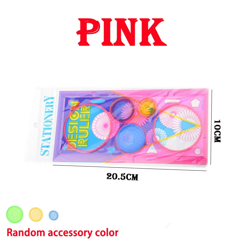 Drawing Stencils Set Geometry Spirograph Art Crafts Educational Toy Pink